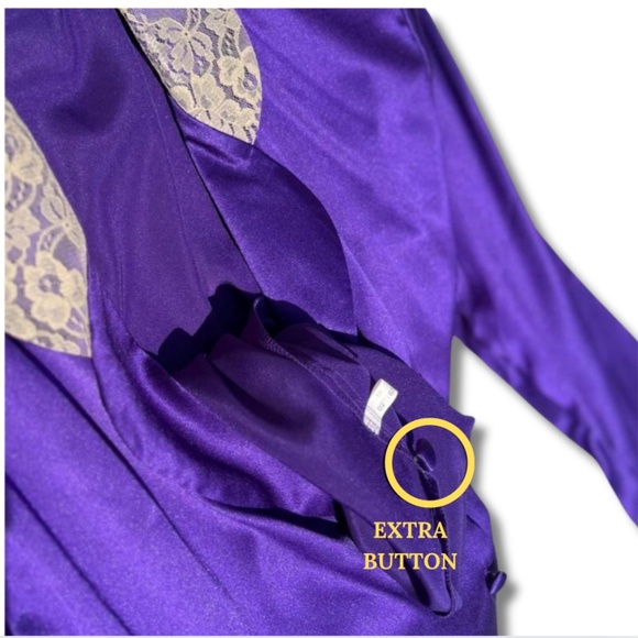 90s Victoria’s Secret Satin Button Down, Lace Collar, Sm, Gold Label Jewel Tone - Picture 8 of 9